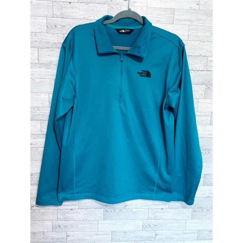 The North Face Mens Quarter Zip Pullover Teal Blue Long Sleeve Active Top Size M